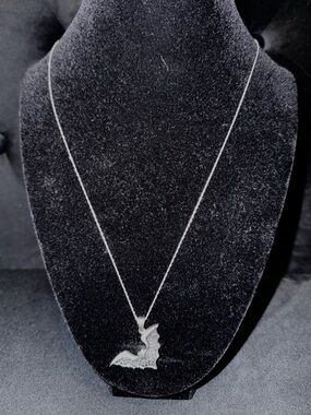 Silver Bat Pendant Necklace